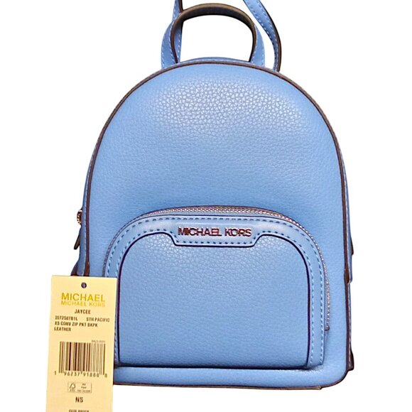 Michael Kors NEW S. Pacific Blue Jaycee Leather XS Convertible Backpack NWT $398 - Picture 1 of 9